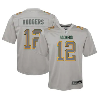 youth nike aaron rodgers gray green bay packers atmosphere 